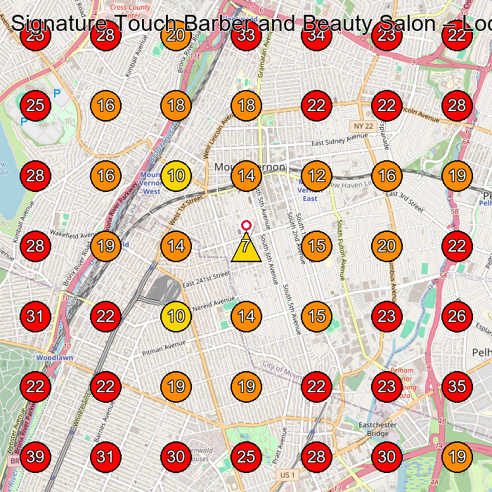 Signature Touch Barber and Beauty Salon GeoGrid visibility map for Barber Shop in Bronx